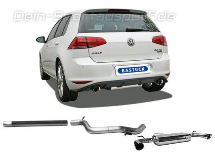 Bastuck Edelstahl Duplex Sportauspuff-Komplettanlage ab Kat VW Golf 7 Diesel inkl. GTD je 90mm rund doppelwandig abgeschrägt