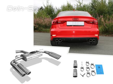 Fox Edelstahl Duplex Sportauspuff Audi A3 8V 1.8 TFSI Limousine S-Line/S3-Heck je 2x80mm rund eingerollt abgeschrägt