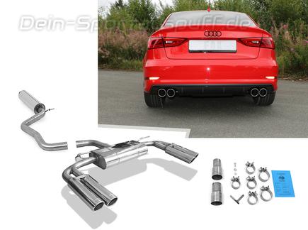 Fox Edelstahl Duplex Sportauspuff-Komplettanlage ab Kat Audi A3 8V 1.8 TFSI Limousine S-Line/S3-Heck je 2x80mm rund eingerollt abgeschrägt