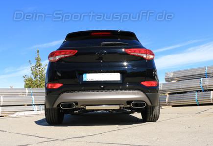 FOX Edelstahl Duplex Racing-Komplettanlage ab OPF Hyundai Tucson 3 Typ TL 4x4 je 220x80mm flachoval eingerollt abgeschrägt