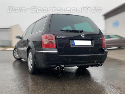 Fox Edelstahl Duplex Sportauspuff VW Passat 3B 3BG 4Motion 2x76mm rund eingerollt abgeschrägt