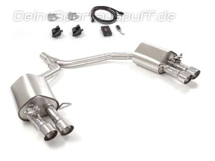 Ragazzon Edelstahl Duplex Sportauspuff mit Klappensteuerung Audi A5 B8 Sportback 2.0l TFSI Quattro je 2x90mm rund eingerollt abgeschrägt