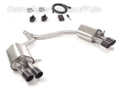 Ragazzon Edelstahl Duplex Sportauspuff mit Klappensteuerung Audi A5 B8 Sportback 2.0l TFSI Quattro je 2x90mm rund scharfkantig abgeschrägt aus Carbon