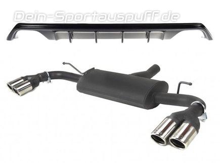 Ulter Duplex Sportauspuff + Heckansatz Ford Focus 4 ST-Line 1.5l EcoBoost je 2x70mm rund eingerollt abgeschrägt mit Absorber