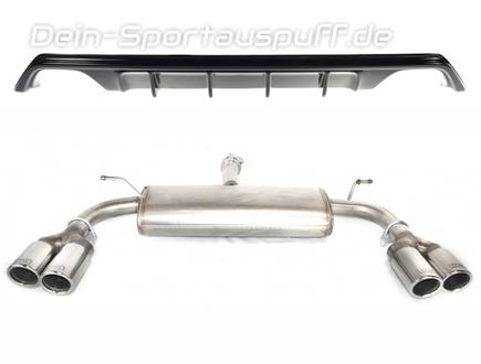 Ulter Edelstahl Duplex Sportauspuff + Heckansatz Ford Focus 4 ST-Line 1.5l EcoBoost je 2x70mm rund eingerollt abgeschrägt mit Absorber