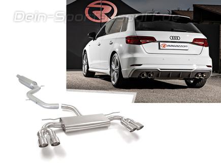 Ragazzon Edelstahl Duplex Sportauspuff-Komplettanlage ab OPF Audi A3 8V Facelift 35 TFSI je 2x90mm rund doppelwandig abgeschrägt