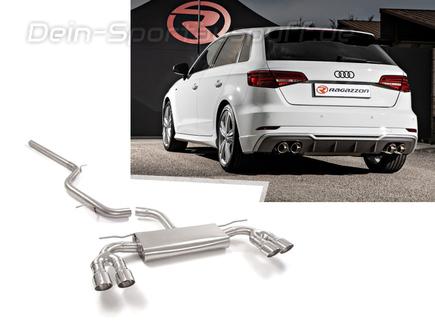 Ragazzon Edelstahl Duplex Racing-Komplettanlage ab OPF Audi A3 8V Facelift 35 TFSI je 2x90mm rund doppelwandig abgeschrägt