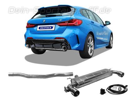 Bastuck Edelstahl Duplex Sportauspuff-Komplettanlage ab OPF inkl. Klappensteuerung BMW 1er F40 116i 118i je 100mm rund doppelwandig gerade
