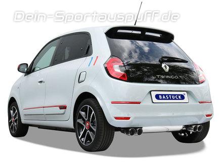Bastuck Edelstahl Duplex Sportauspuff inkl. Verbindungsrohr Renault Twingo 3 Facelift ab Bj. 2019 je 2x76mm rund scharfkantig abgeschrägt