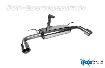 FOX Edelstahl Duplex Sportauspuff Ford Focus 4 ST-Line (Mod. mit Starrachse) für Rieger-Heckeinsatz je 100mm rund doppelwandig abgeschrägt