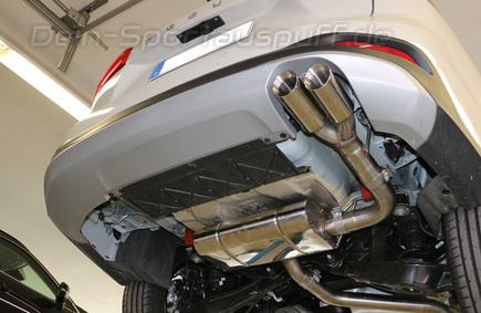FOX Edelstahl Racing-Sportauspuffanlage ab OPF Ford Focus 4 Turnier 2x80mm rund doppelwandig abgeschrägt