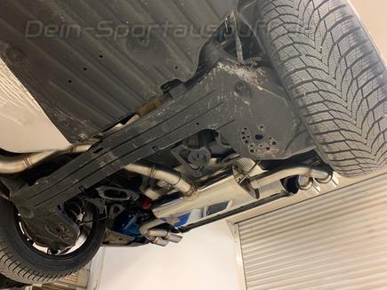FOX Edelstahl Duplex Sportauspuff-Komplettanlage ab OPF Ford Focus 4 ST-Line je 2x90mm rund doppelwandig abgeschrägt