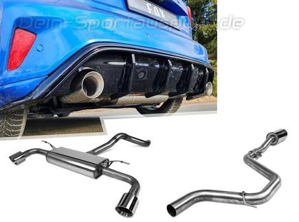 FOX Edelstahl Duplex Sportauspuff-Komplettanlage ab OPF Ford Focus 4 ST-Line (Mod. mit Starrachse) für Rieger-Heckeinsatz je 100mm rund doppelwandig abgeschrägt