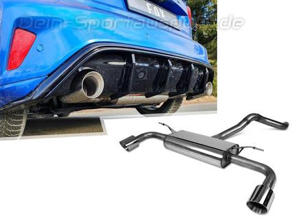 FOX Edelstahl Duplex Racing-Komplettanlage ab OPF Ford Focus 4 ST-Line (Mod. mit Starrachse) für Rieger-Heckeinsatz je 100mm rund doppelwandig abgeschrägt