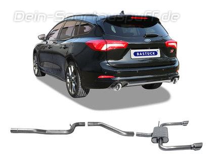 Bastuck Edelstahl Duplex Sportauspuff-Komplettanlage ab OPF Ford Focus 4 ST EcoBoost Turnier je 100mm rund doppelwandig abgeschrägt