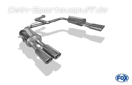 Fox Edelstahl Duplex Racing-Komplettanlage ab Kat VW T5 4motion Caravelle Kombi Multivan je 2x88x74mm oval eingerollt abgeschrägt