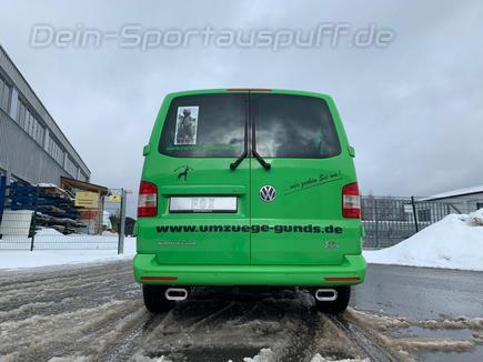 Fox Edelstahl Duplex Sportauspuff-Komplettanlage ab Kat VW T5 4motion Caravelle Kombi Multivan je 2x160x80mm flachoval eingerollt abgeschrägt mit Absorber