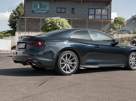 Capristo Edelstahl Duplex Sportauspuff-Komplettanlage ab VSD Audi RS5 B9 Coupe Typ F5 oval eingerollt abgeschrägt