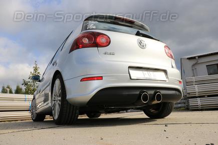 FOX Edelstahl Sportauspuff mittig VW Golf 5 R32 2x100mm rund eingerollt abgeschrägt