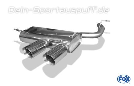 FOX Edelstahl Sportauspuff mittig VW Golf 5 R32 2x100mm rund doppelwandig abgeschrägt