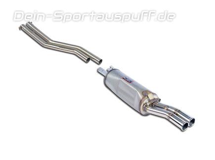 Supersprint Edelstahl Racing-Komplettanlage mit mittigem Endrohrausgang BMW 6er E24 (bis Bj. 1982) 2x54mm rund eingerollt gerade
