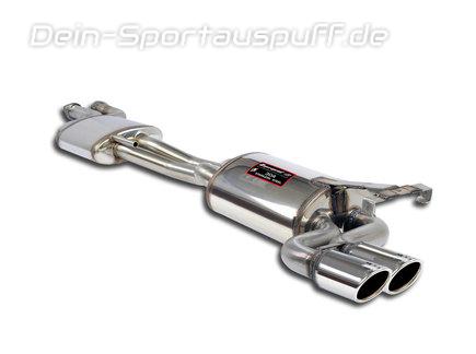 Supersprint Edelstahl Sportauspuff-Komplettanlage ab Kat Mercedes E-Klasse W124 Limousine 8-Zylinder 2x90x70mm oval eingerollt abgeschrägt