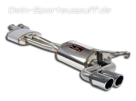 Supersprint Edelstahl Sportauspuff-Komplettanlage ab Kat Mercedes E-Klasse W124 Limousine 8-Zylinder 2x76mm rund eingerollt abgeschrägt