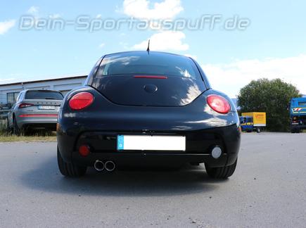 Fox Edelstahl Sportauspuff-Komplettanlage ab Kat US-Version (Ø63,5mm-System) VW New Beetle 1C 9C u. Cabrio 1Y 2x76mm rund eingerollt gerade abgeschrägt