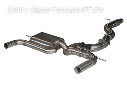 Hurricane V2 Edelstahl Duplex Sportauspuff-Komplettanlage ab Kat mit Klappensteuerung Ø89mm Audi S3 8V Sportback VorFacelift inkl. Endrohrsatz nach Wahl