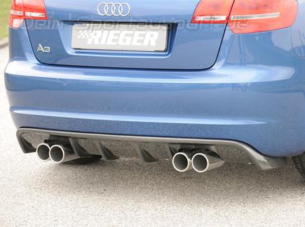 Rieger Heckeinsatz ABS/Carbon Look für 2x Ø76mm Endrohre rechts/links Audi A3 8P inkl. Sportback