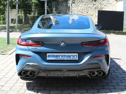 Eisenmann Edelstahl Duplex Sportauspuff BMW M850i G14 Cabrio G15 Coupe je 2x90mm rund abgeschrägt schwarz eloxiert