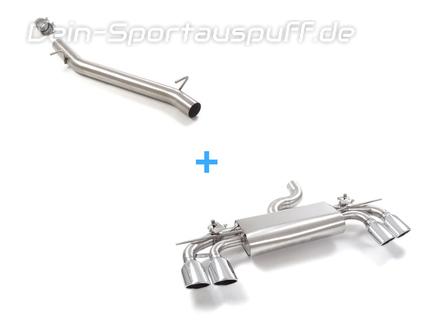 Ragazzon Edelstahl Racing-Komplettanlage ab OPF Audi S3 Sportback 8Y ab 2020 je 2x108x70mm oval eingerollt abgeschrägt