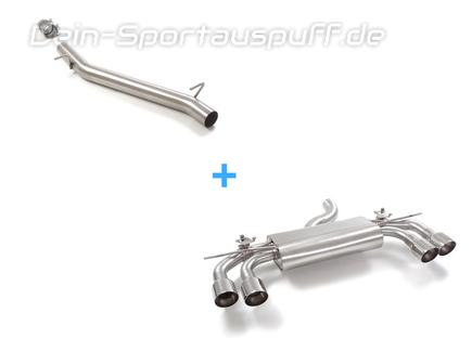 Ragazzon Edelstahl Racing-Komplettanlage ab OPF Audi S3 Sportback 8Y ab 2020 je 2x102mm rund doppelwandig abgeschrägt