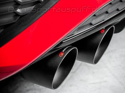 Ragazzon Edelstahl Komplettanlage ab OPF Audi S3 Sportback 8Y ab 2020 je 2x102mm rund doppelwandig abgeschrägt in schwarz