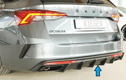 Rieger Heckeinsatz ABS/schwarz matt für Serien-Endrohre rechts/links Skoda Octavia RS Typ NX ab 2020 (Mod. mit AHK)