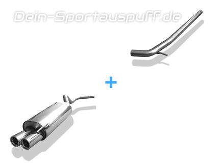 Fox Edelstahl Racing-Komplettanlage ab Kat (Ø50mm-System) VW Polo 6N 2x76mm rund eingerollt gerade mit Absorber