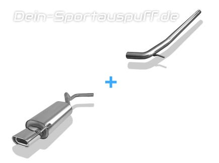 Fox Edelstahl Racing-Komplettanlage ab Kat (Ø50mm-System) VW Polo 6N 135x80mm flachoval eingerollt abgeschrägt mit Absorber