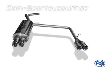 Fox Edelstahl Duplex Racing-Komplettanlage ab Kat (Ø50mm-System) VW Polo 6N 2x70mm rund eingerollt gerade mit Absorber