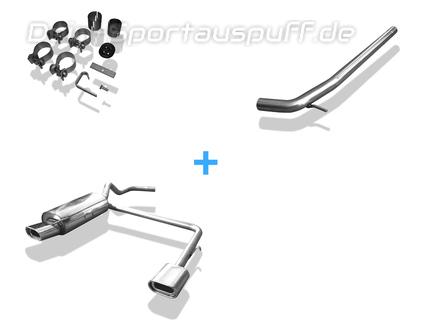 Fox Edelstahl Duplex Racing-Komplettanlage ab Kat (Ø50mm-System) VW Polo 6N 135x80mm flachoval eingerollt abgeschrägt mit Absorber
