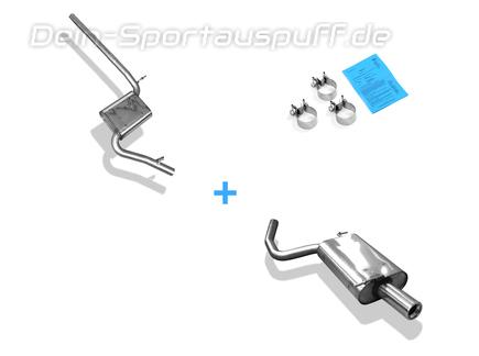 Fox Edelstahl Sportauspuff-Komplettanlage Audi A4 B7 Typ 8E Lim/Avant 1.9TDI 80mm rund eingerollt mit Absorber