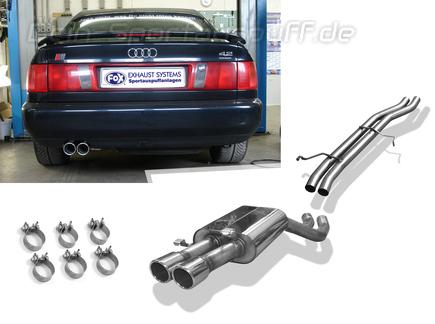 Fox Edelstahl Racing-Komplettanlage Audi 100, S4, A6 u. S6 quattro Typ C4 2x80mm rund eingerollt abgeschrägt