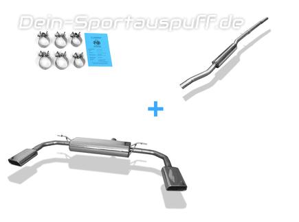 FOX Edelstahl Duplex Sportauspuff-Komplettanlage ab OPF Mercedes CLA 220/250 4MATIC C117/X117 je 145x65mm trapezförmig eingerollt abgeschrägt