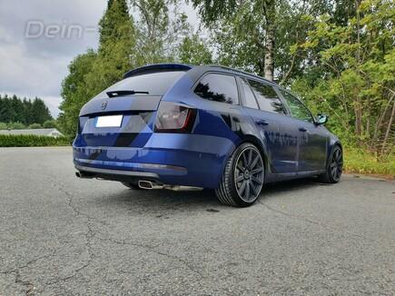 Fox Edelstahl Duplex Sportauspuff Skoda Octavia 2.0l TSI AWD Typ 5E Limo u. Combi je 145x65mm trapezförmig eingerollt abgeschrägt