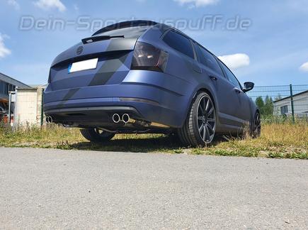 Fox Edelstahl Duplex Sportauspuff-Komplettanlage ab Kat. Skoda Octavia 2.0l TSI AWD Typ 5E Limo u. Combi je 2x76mm rund eingerollt abgeschrägt
