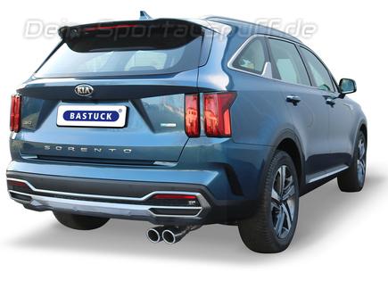 Bastuck Edelstahl Sportauspuff-Komplettanlage ab OPF KIA Sorento Typ MQ4 1.6 T-GDI inkl. PHEV ab 2020 2x90mm rund eingerollt abgeschrägt