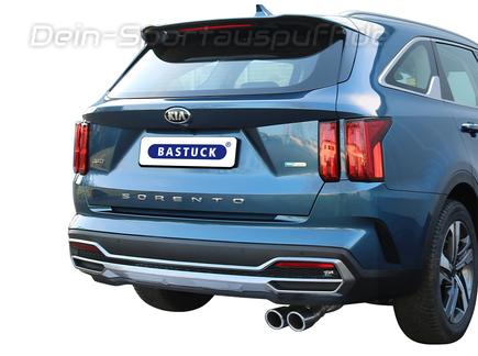 Bastuck Edelstahl Racing-Komplettanlage ab OPF KIA Sorento Typ MQ4 1.6 T-GDI inkl. PHEV ab 2020 2x90mm rund eingerollt abgeschrägt