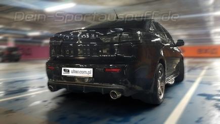 Ulter Edelstahl Duplex Sportauspuff Mitsubishi Lancer 8 1.5i Limousine 100mm rund eingerollt abgeschrägt mit Absorber