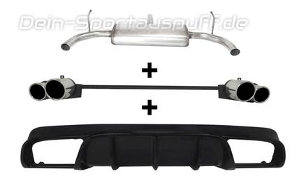 Ulter Edelstahl Duplex Sportauspuff + Heckeinsatz Alfa Romeo Giulietta Typ 940 1.4l je 2x oval eingerollt versetzt