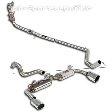 Supersprint Edelstahl Duplex Racing-Komplettanlage ab Turbo Fiat 500 Abarth 1.4l T-Jet je 100mm rund abgeschrägt