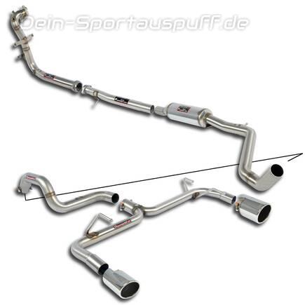 Supersprint Edelstahl Duplex Rennsportanlage ab Turbo Fiat 500 Abarth 1.4l T-Jet je 100mm